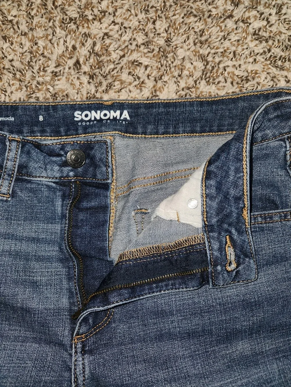 Sonoma Women’s Denim Bermuda Shorts – Size 8 – Frayed Hem